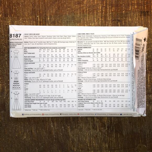 Simplicity Sewing Pattern 8187 Womens Dr Who Cosplay Dress Jacket 6-14 UNCUT - Picture 2 of 2